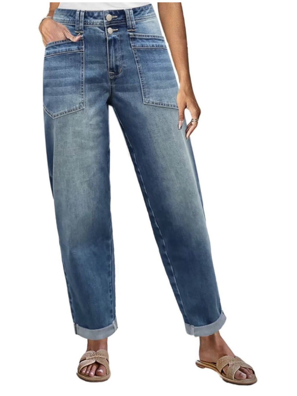 Flamingals Mid Rise Straight Leg Pants Women Stitch Detailing S